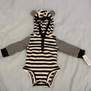 Carter's Baby 3M Striped Black and White Bodysuit with Hood